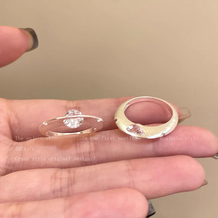 Wholesale Rotatable Silver brushed Diamond Planet Ring Fashion Open Finger Ring Personalized Ring