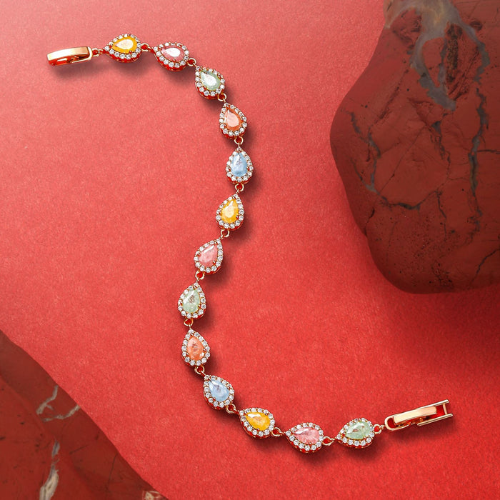 Wholesale Copper Alloy Electroplated Water Drop Zircon Macaron Bracelet Chic Women S Jewelry Party Gift Resale