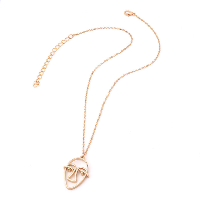 Wholesale Alloy Irregular Human Face Hollow Necklace JDC-NE-MuShi008