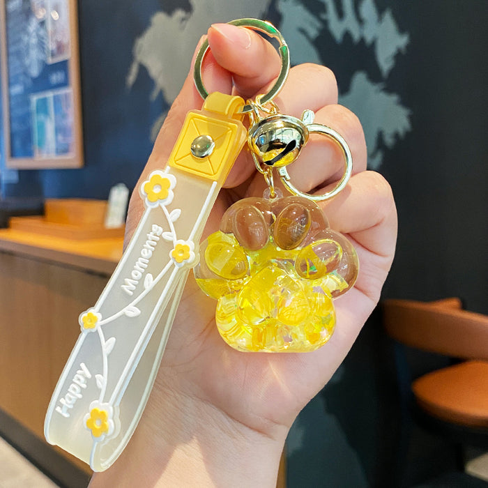 Wholesale Oil-filled Preserved Flower Cat' s Paw Sand Bottle Keychain