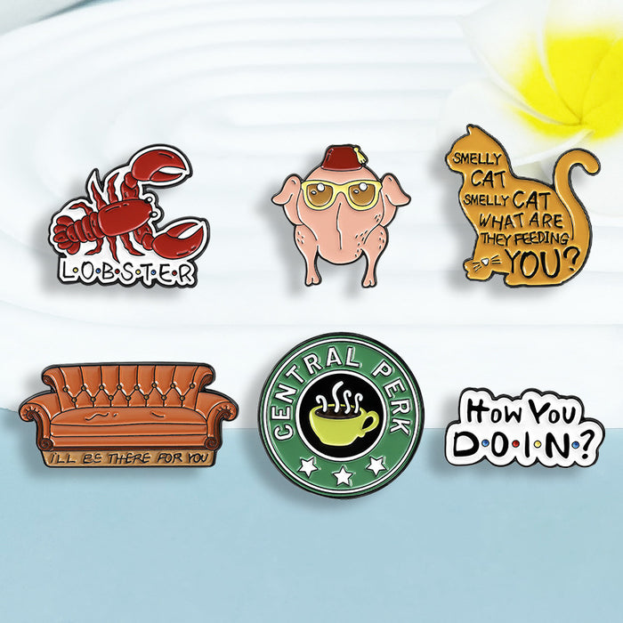 Wholesale Modern Cartoon Cat Sofa Letter Brooch Pin Zinc Alloy Casual Fashion Accessory MOQ≥2