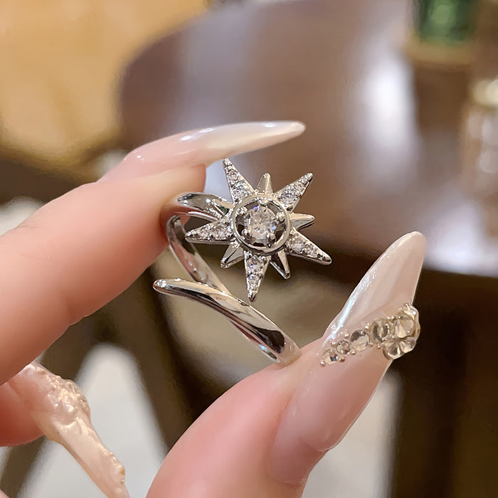 Wholesale Full diamond zircon high-end butterfly heart opening ring, niche design, personality