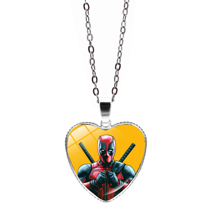 Wholesale Marvel Deadpool Wolverine Love Necklace Jewelry Women Deadpool Wolverine Heart Pendant Sweater Chain JDC-NE-JY003