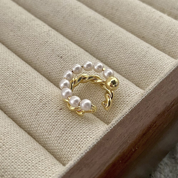 Wholesale Double Layer Highlight Pearl Ear Clip Earrings without Ear Holes