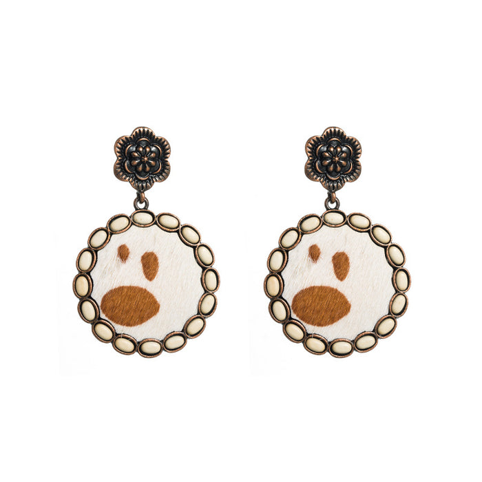 Wholesale vintage earrings alloy inlaid turquoise exaggerated earrings