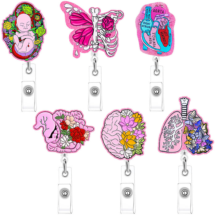 Wholesale Acrylic Heart and Lung Creative Pattern Retractable Clip Acrylic Keychain JDC-KC-QiDing012