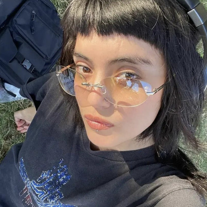 Wholesale Retro frameless oval sunglasses metal sunglasses sunglasses sunglasses sunglasses sunglasses