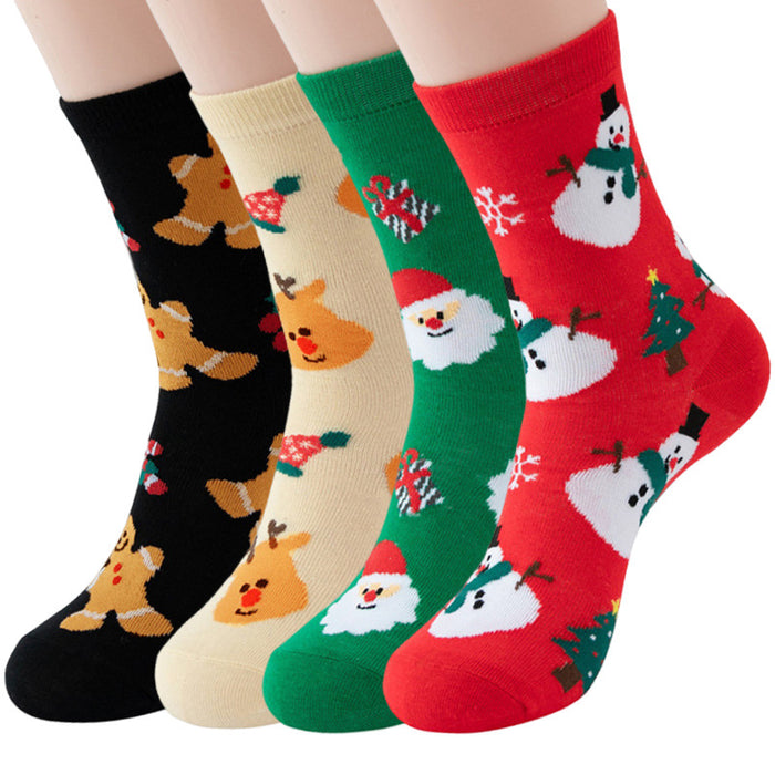 Wholesale 10pcs Cartoon Christmas Polyester Elk Snowman Gingerbread Man Cartoon Middle Tube Socks JDC-SK-Xinh025