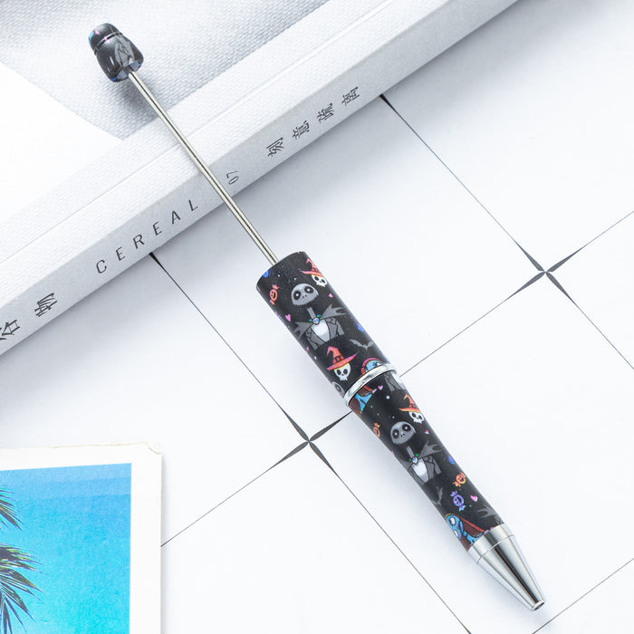 Wholesale Creative DIY plastic bead pen cartoon Christmas  bead ballpoint pen spot wholesale printed bead pen