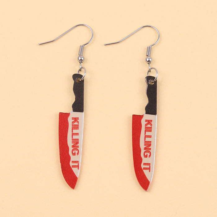 Wholesale  Acrylic Earrings Horror with Blood Mirror Dagger Chopper Axe Earrings Ear Accessories