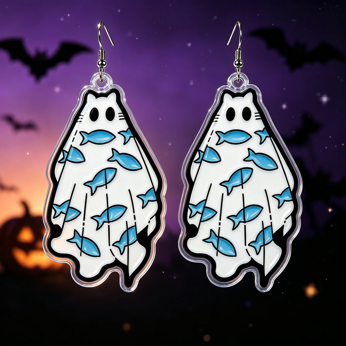 Wholesale  Ghost Acrylic Earrings Funny Cartoon Design Party Jewelry Accessory