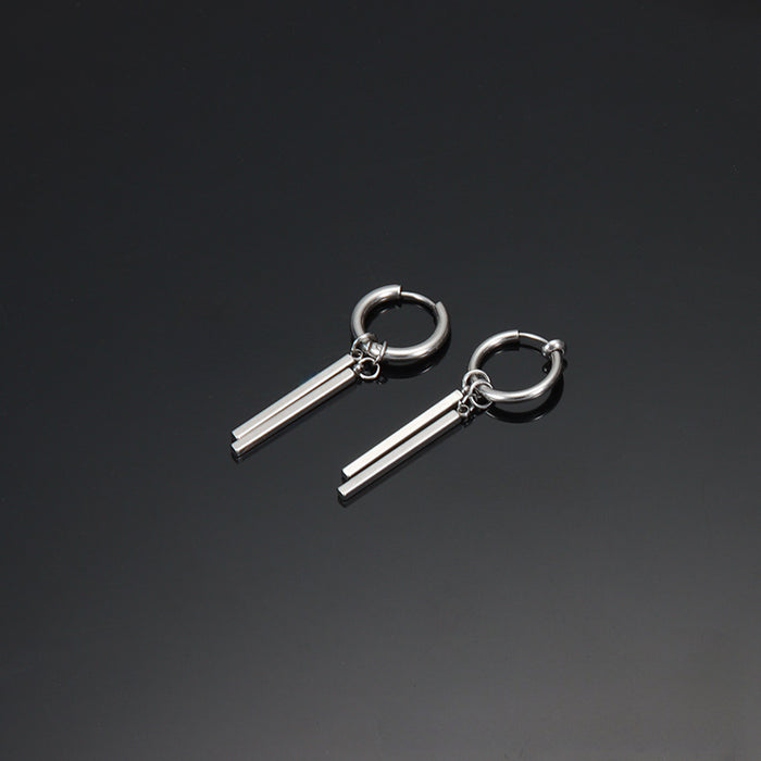 Wholesale Titanium steel earrings with high-end feel, earrings with double sticks, earrings with pendants