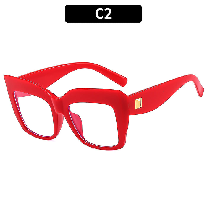 Wholesale Large Frame Anti-blue Light Square Frame Cat Eye PC Sunglasses JDC-SG-XIa087