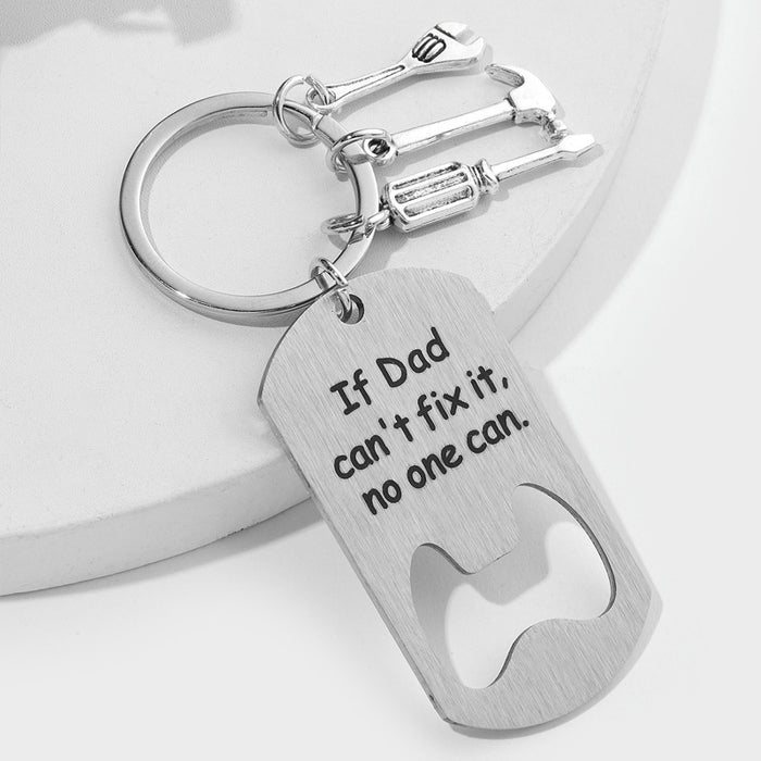 Wholesale Stainless steel bottle opener keychain engraved pendant Father's Day metal keyring