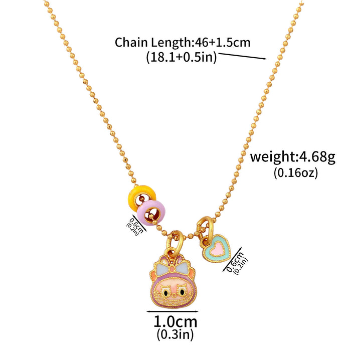 Wholesale Necklace Earrings  Cartoon Cute Metal Enamel Set Pendant Ear Pin Holiday Gift