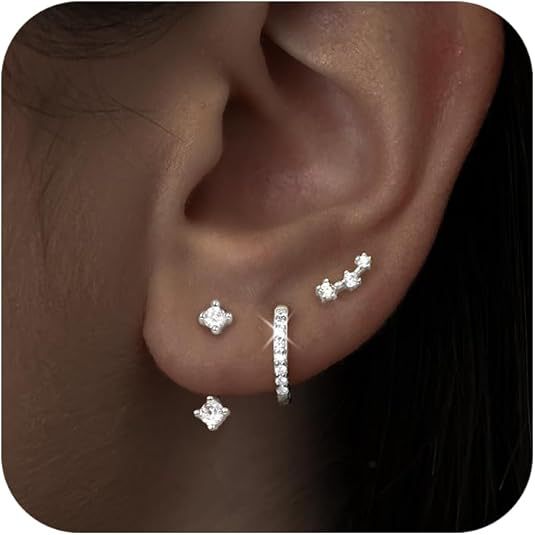 Wholesale Fashion and versatile accessories, copper inlaid with colorful zircon earrings, elegant temperament, perforated earrings