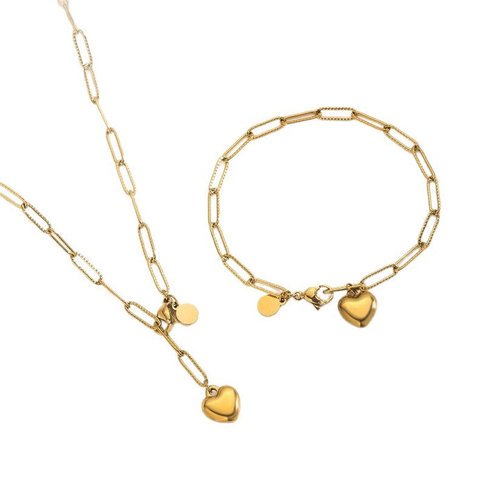 Wholesale Minimalist Stainless Steel Bracelet with Heart Pendant
