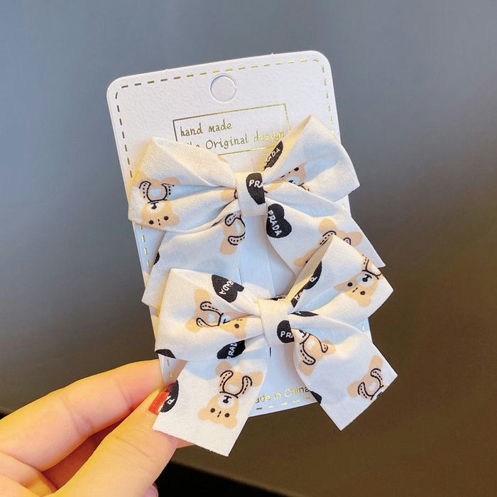 Wholesale Internet Celebrity Milk Curry Color Bear Bow Hairpin