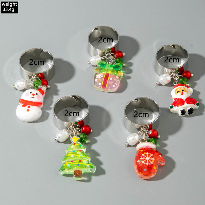 Wholesale Resin Pendant Ring Copper Electroplate Adjustable Christmas MOQ≥2