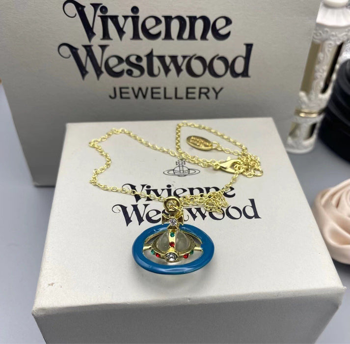 Wholesale Oil-sprayed 3D Saturn Necklace Choker Necklace