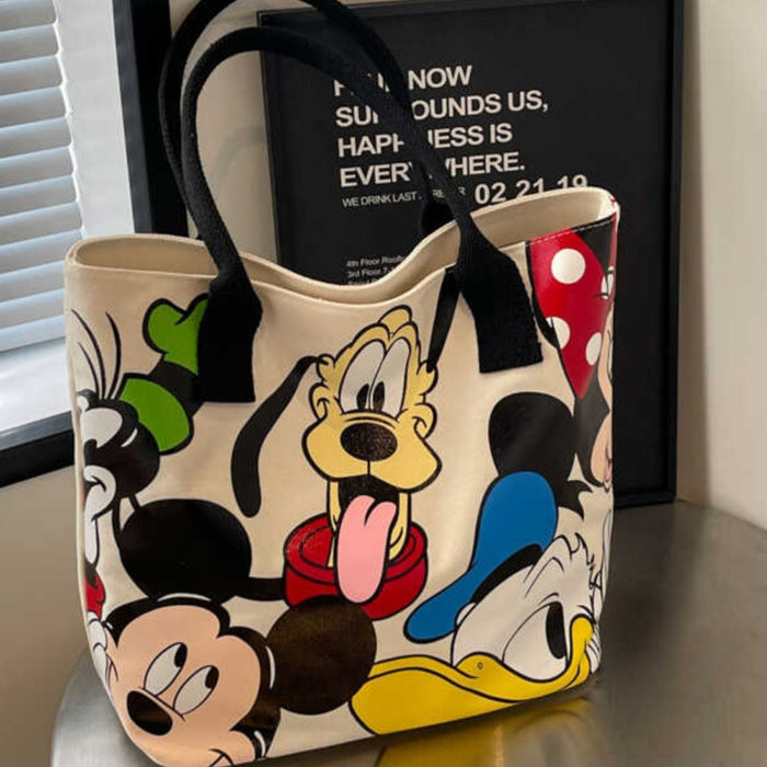 Wholesale Cartoon large capacity canvas shoulder bag, women's casual versatile tote bag, student class backpack, handbag
