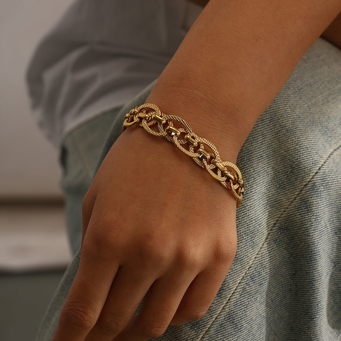 Wholesale Stainless steel color preservation twisted rope chain punk style large circle bracelet