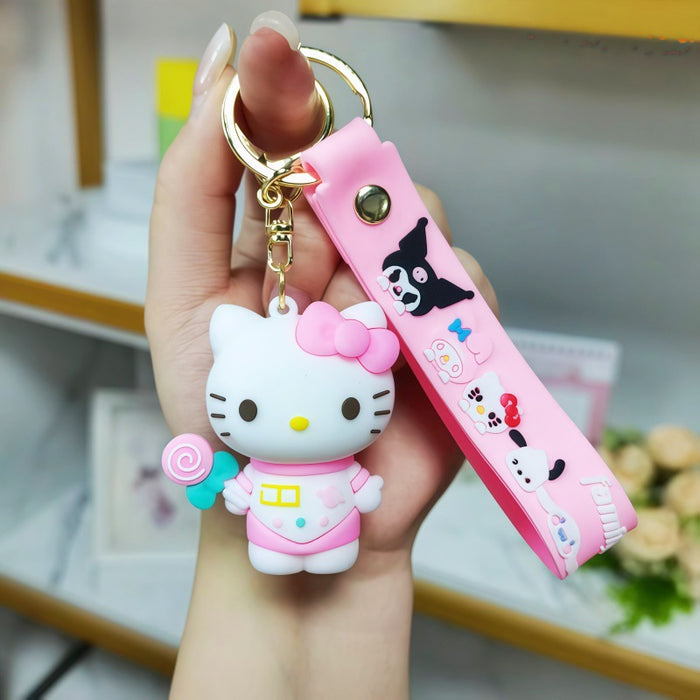 Wholesale Metal Cartoon Cat Keychain Gift Bag Charm for Birthday Business Gifts MOQ≥2