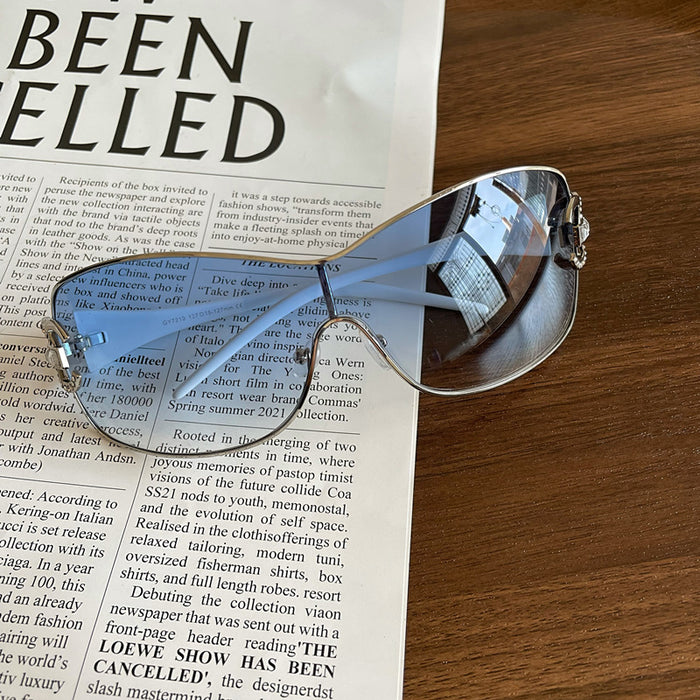 Wholesale Metal large box retro diamond inlaid sunglasses street photography sunglasses UV resistant glasses