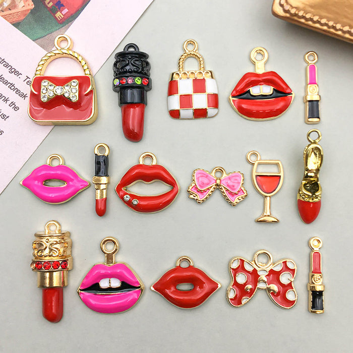 Wholesale DIY Red Oil-Drip Alloy Charms