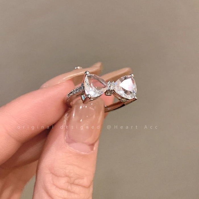 Wholesale Princess's castle pink bow open ring