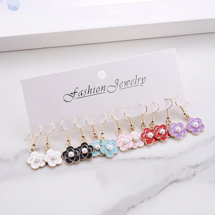 Wholesale Bohemian Colorful Flower Drop Earring Set Alloy Jewelry Accessory