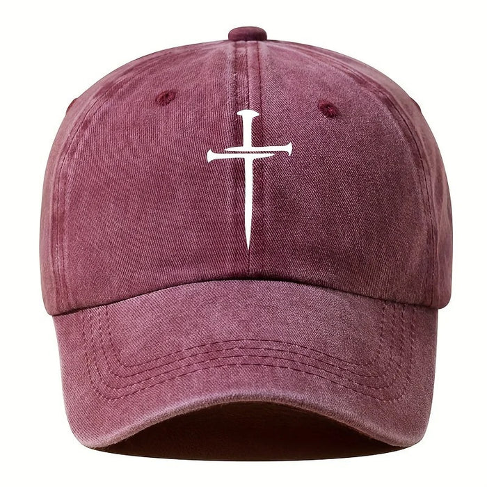 Wholesale Cross Print Vintage Baseball Cap Stylish Distressed Peaked Cap For Summer Casual