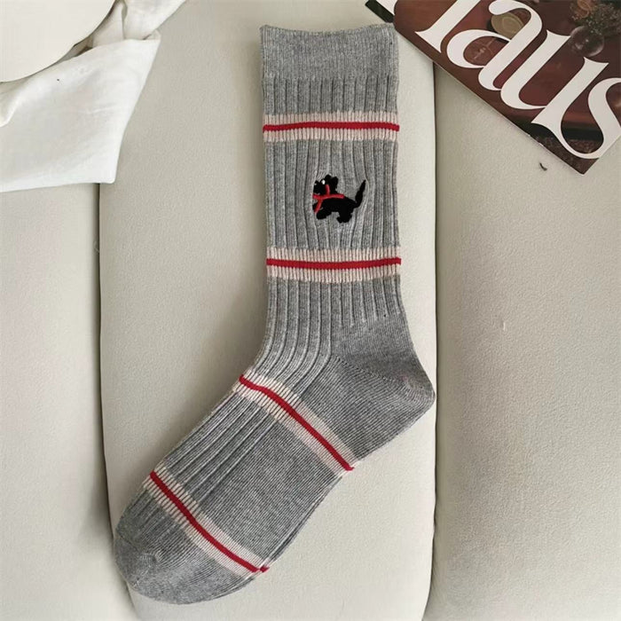 Wholesale Socks, children's middle tube, embroidered pile socks, cotton stripes, pure cotton socks
