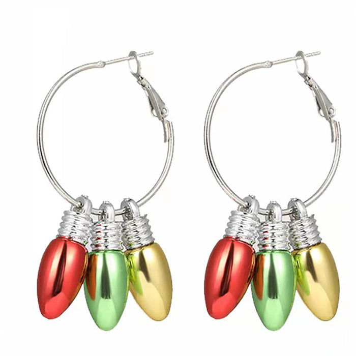 Wholesale Christmas Cartoon Christmas Tree Bell Light Bulb Snowflake Alloy Earrings JDC-ES-ManTi003