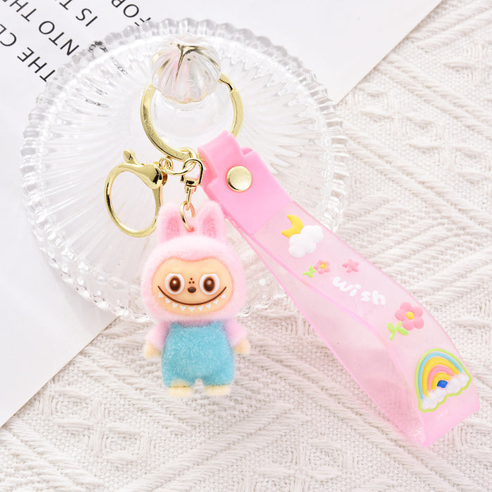 Wholesale Cartoon Flocked Cute Soft Rubber Keychains