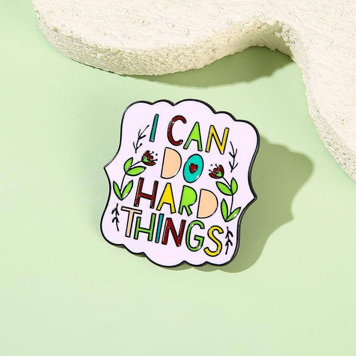 Wholesale Electroplated Metal Flower Letter Brooch Modern English Quote Pin For Casual Clothing Bags And Office Decor