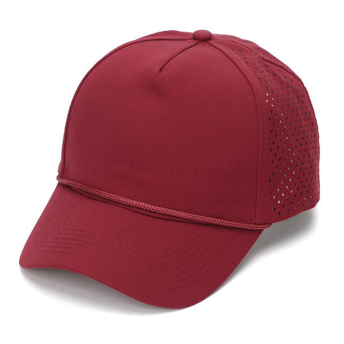 Wholesale White Quick-Dry Baseball Cap with Strap - Breathable Perforated Sun Protection Hat for Summer Outdoor Activities