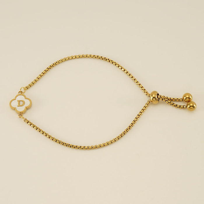 Wholesale Stainless Steel Seashell Four-Leaf Clover Letter Bracelet