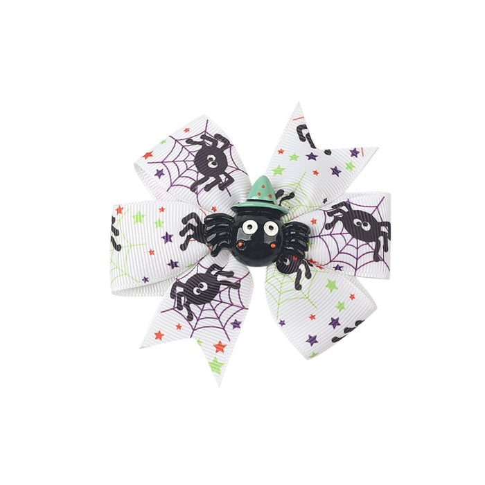 Wholesale Halloween Children's Three-layer Swallowtail Bow Fabric Hairpin JDC-HC-QiuN010