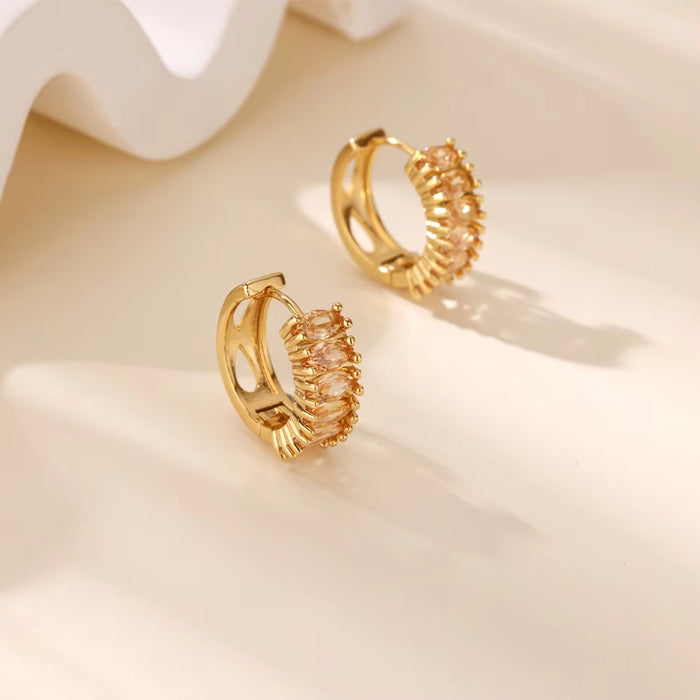 Wholesale Copper-Plated 18K Gold Earrings Elegant Hoop Light Luxury Earrings