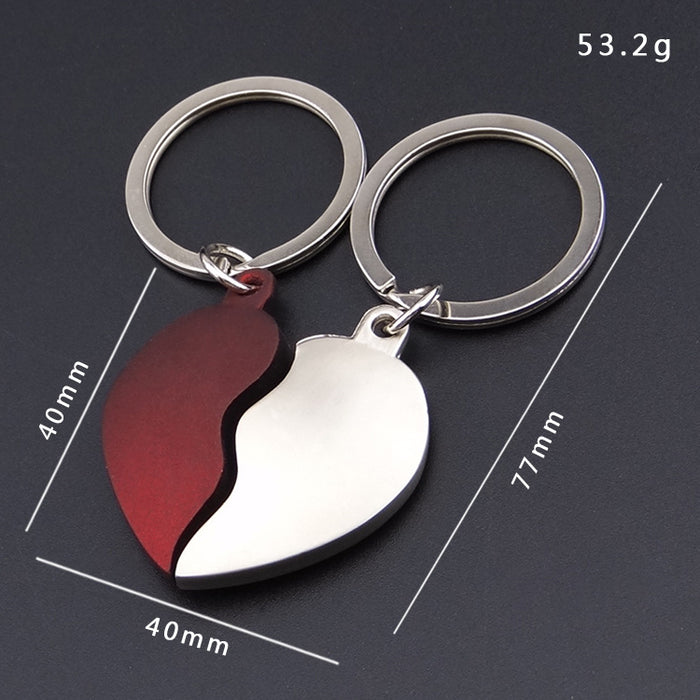 Wholesale Heart-shaped couple metal keychain
