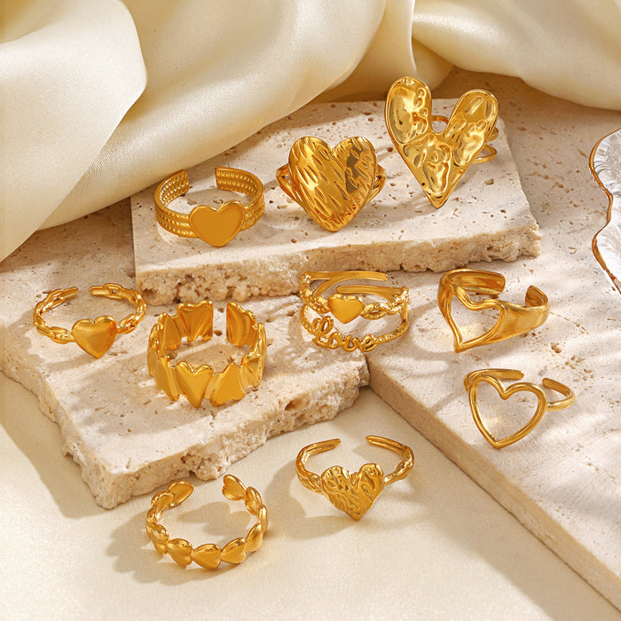 Wholesale Women's Adjustable rings Heart-Shaped Stainless steel rings