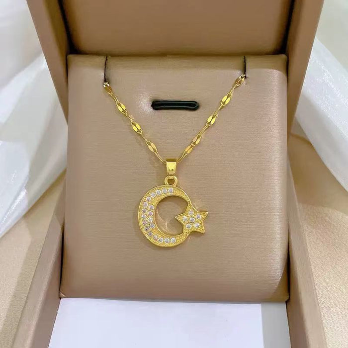 Wholesale Star and Moon Luxury Diamond Clavicle Necklace