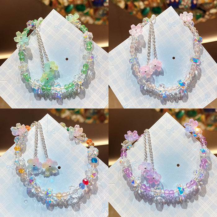 Wholesale Pink Flower Imitation Crystal Bracelet Stylish Gift Jewelry Accessory MOQ≥3