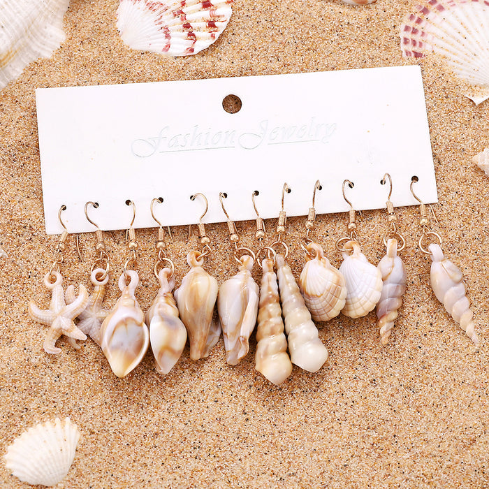 Wholesale Acrylic Electroplated Conch Earring Set Summer Beach Jewelry Accessory