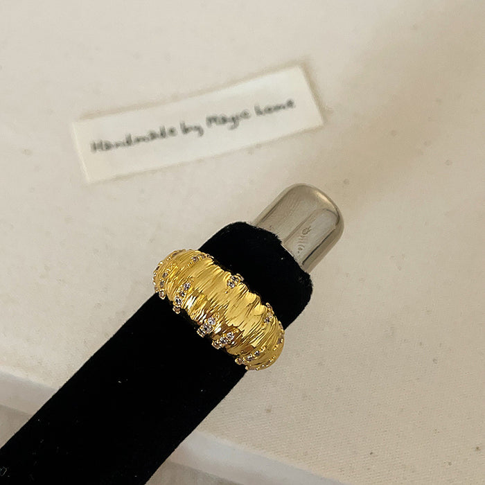 Wholesale Matte Metal and Zircon Ring