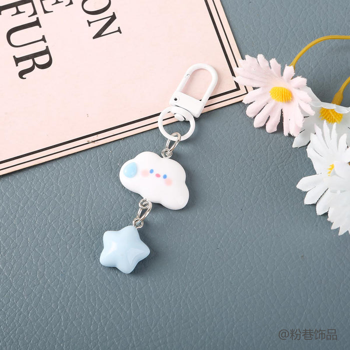 Wholesale Resin Cartoon Star And Cloud Speechless Keychain For Students And Couples