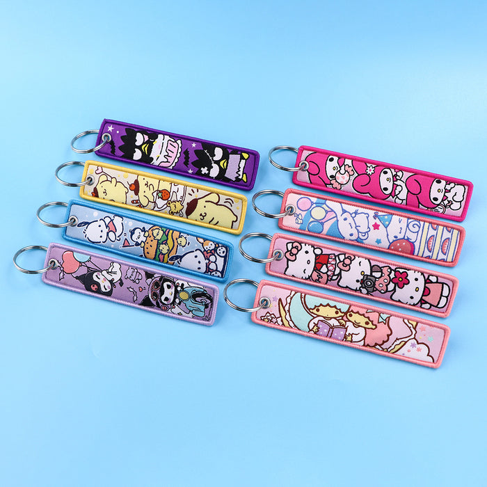 Wholesale Cartoon Cute Woven Label Lanyard Keychain JDC-KC-KKX010