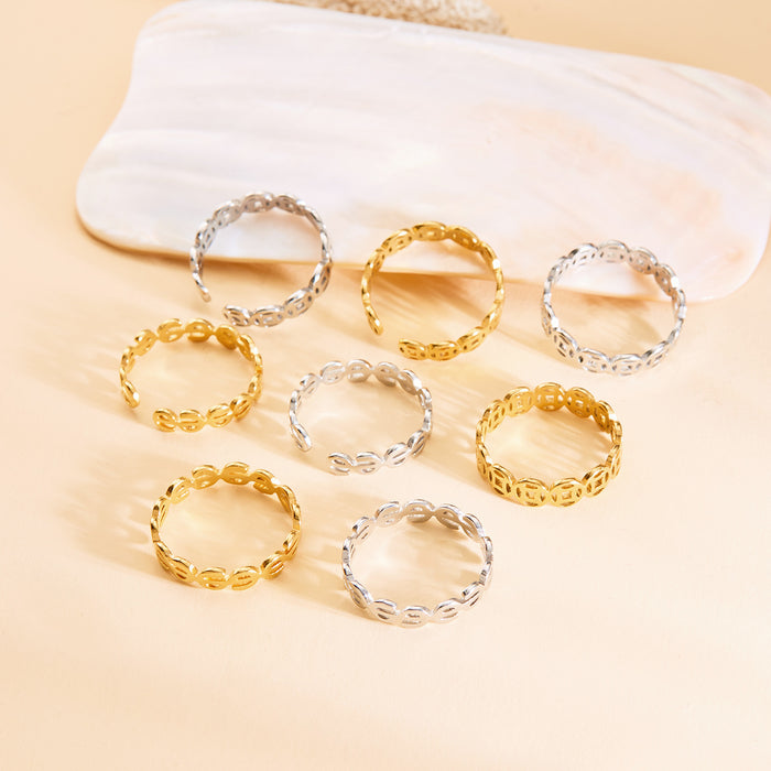 Wholesale New stainless steel copper coin ring creative dollar sign opening adjustable hand jewelry for women