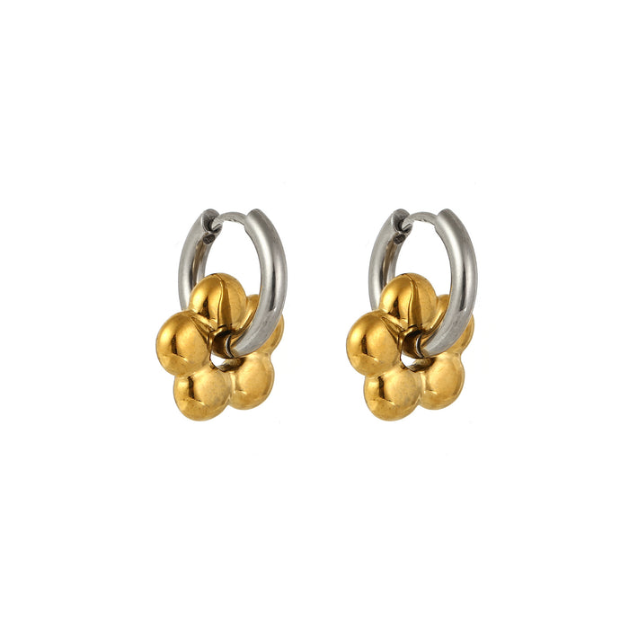 Wholesale Titanium steel star moon earrings, stainless steel ring earrings, gold and silver dual tone earrings